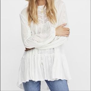 Free people kiss kiss tunic ivory size small oversized ladies BoHo shirt